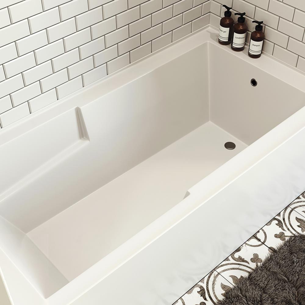 Voltaire 72" White Acrylic Alcove Bathtub with Apron and Armrest