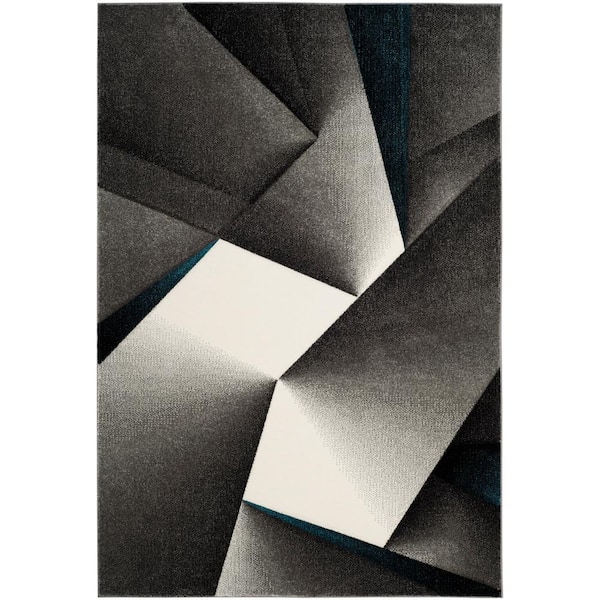 SAFAVIEH Hollywood Gray/Teal 5 ft. x 8 ft. Gradient Abstract Area Rug