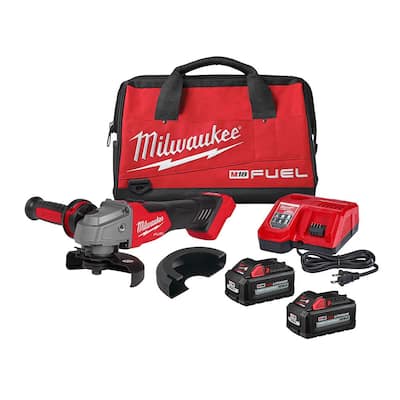 M18 FUEL 18-Volt Lithium-Ion Brushless Cordless 4-1/2 in./5 in. Grinder, Slide Switch Kit with Two 6.0 Ah Batteries