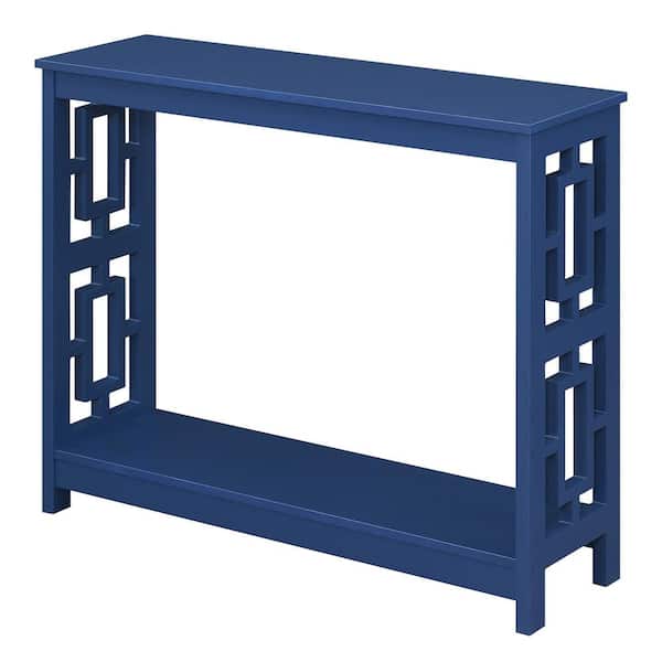 Convenience Concepts Town Square 39.5 in. Cobalt Blue 31.75 in. Rectangle Wood Console Table with Shelf