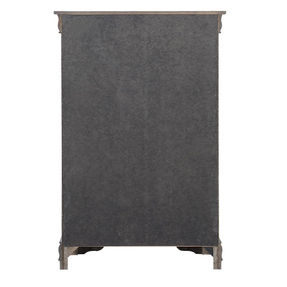 Elegant Gray Wooden Chest with Five Dovetail Drawers and Nickel Handles