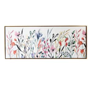 Colorful Wildflowers Floating Canvas Floral Floater Frame Nature Art Print 19 in. x 45 in.
