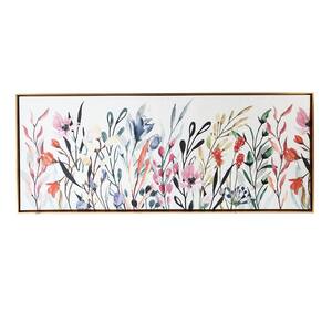 Colorful Wildflowers Floating Canvas Floral Floater Frame Nature Art Print 19 in. x 45 in.