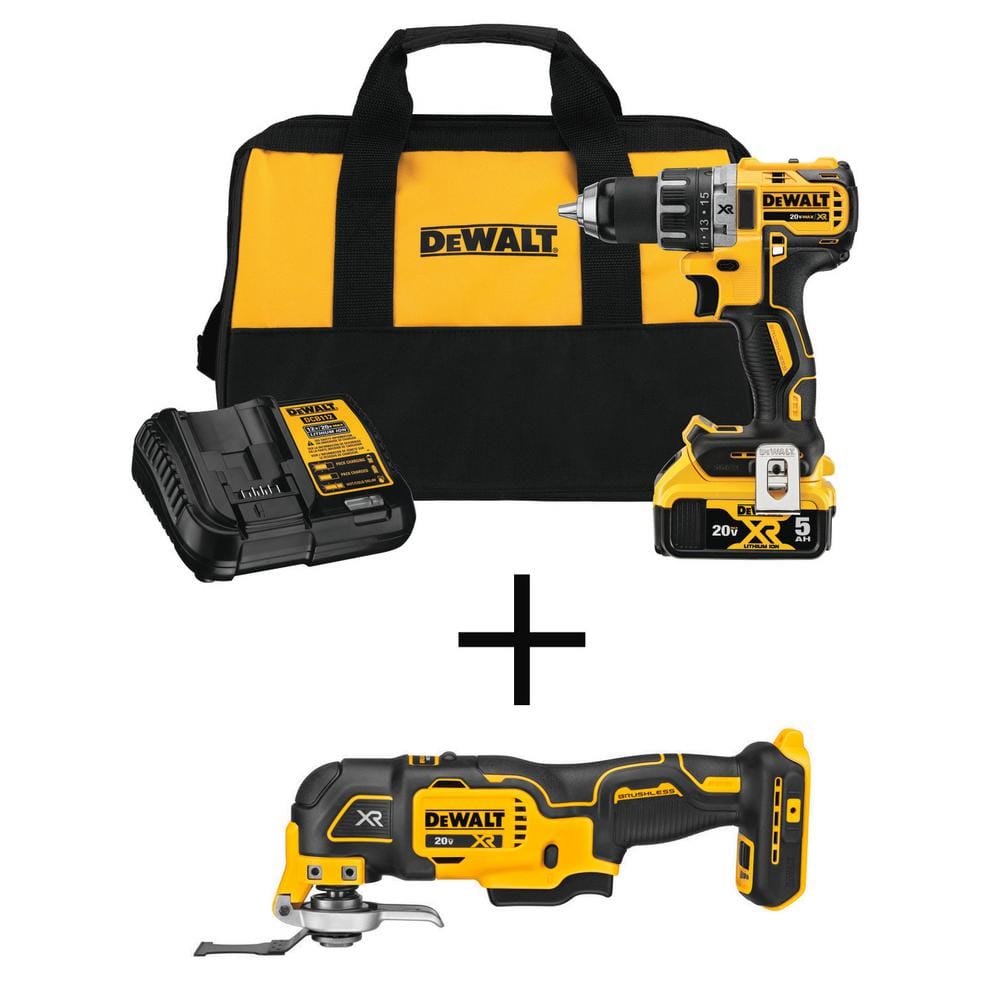 DEWALT 20V MAX XR Cordless Brushless 1/2 in. Drill/Driver Kit and 20V Cordless Brushless Oscillating Tool (Tools Only)