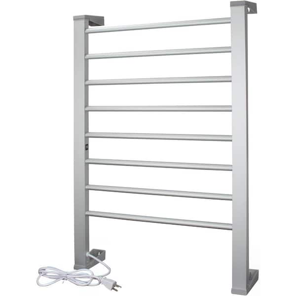 PRIMEPLUS 8-Bar Round Bar Plug-In/Hardwired Towel Warmer Smart Touch Screen Digital Display Waterproof in Plished