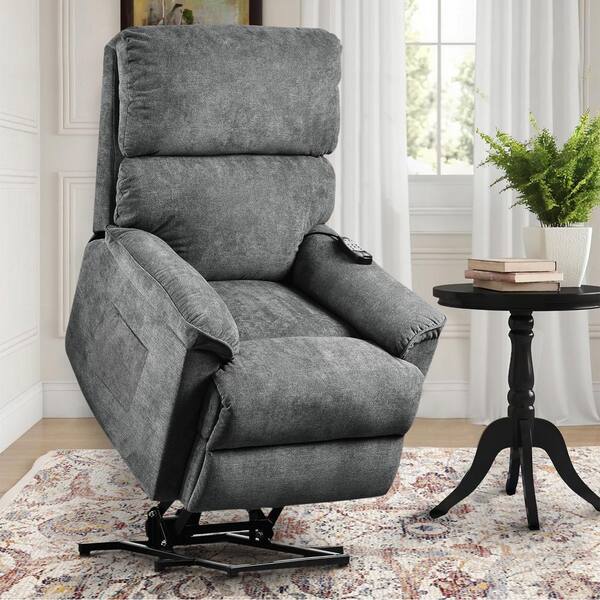 fabric power recliner with built in heat and massage