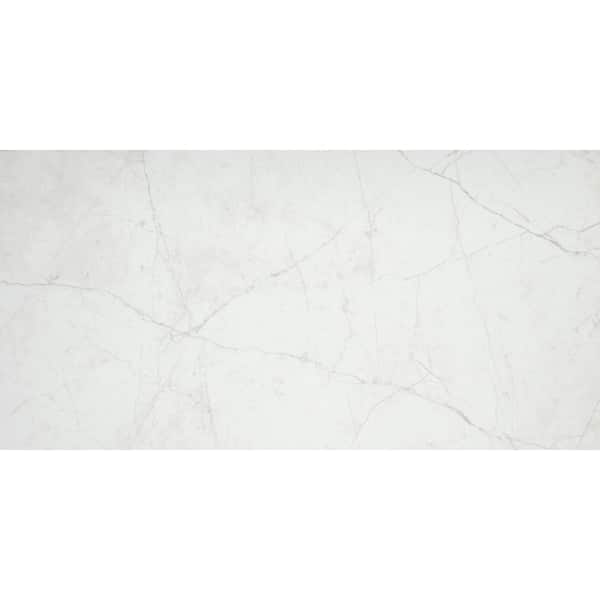 EMSER TILE Sterlina White 11.81 in. x 23.62 in. Polished Marble Look Porcelain Floor and Wall Tile (15.504 sq. ft./Case)