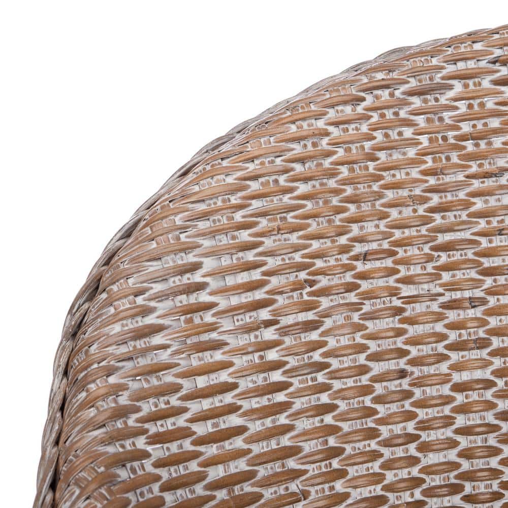 Antonia White Wash Rattan Barrel Accent Chair with Cushion