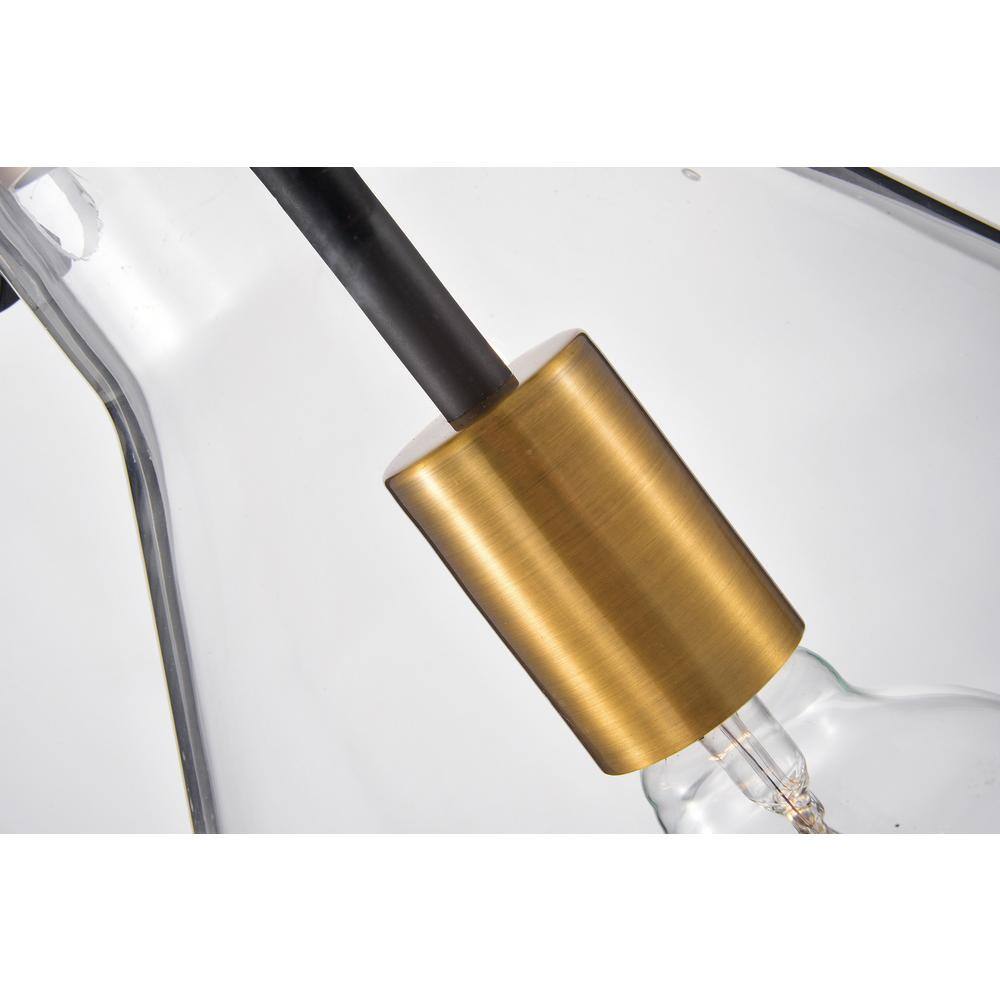 Adjustable Clear Glass Cone Pendant Light with Bronze and Gold Accents
