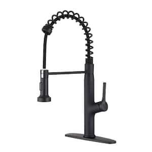 Single Handle Pull-Out Sprayer Kitchen Faucet with Deckplate Included In Matte Black