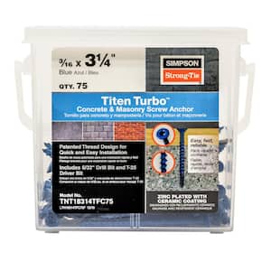 Titen Turbo 3/16 in. x 3-1/4 in. 6-Lobe Flat-Head Concrete and Masonry Screw, Blue (75-Pack)