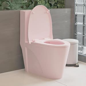 12 in. Rough in Size 1-Piece 1.1/1.6 GPF Dual Flush Elongated Toilet in Matte Pink, Seat Included