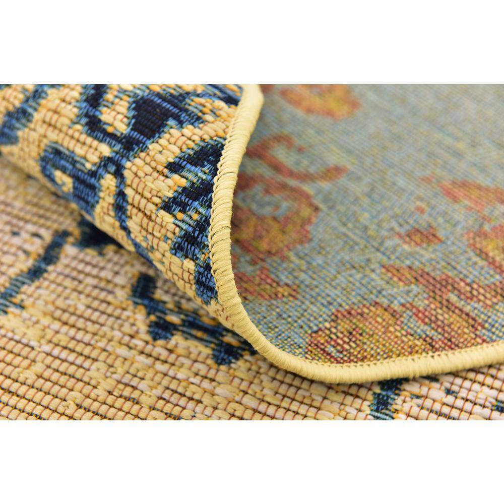All-Season Beige Synthetic 8' Round Outdoor Rug with Stain-Resistant Weave