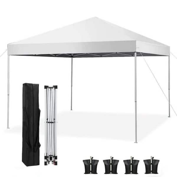 ITOPFOX 8.2 ft. x 7.9 ft. White Canopy Tent Instant Waterproof Folding Tent with 4 Sandbags