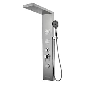 44 in. 4-Jet Shower System With 360-Degree Angled Adjustable Massaging Body Sprayers in Brushed Nickel