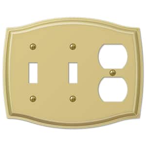 Vineyard 3 Gang 2-Toggle and 1-Duplex Steel Wall Plate - Polished Brass