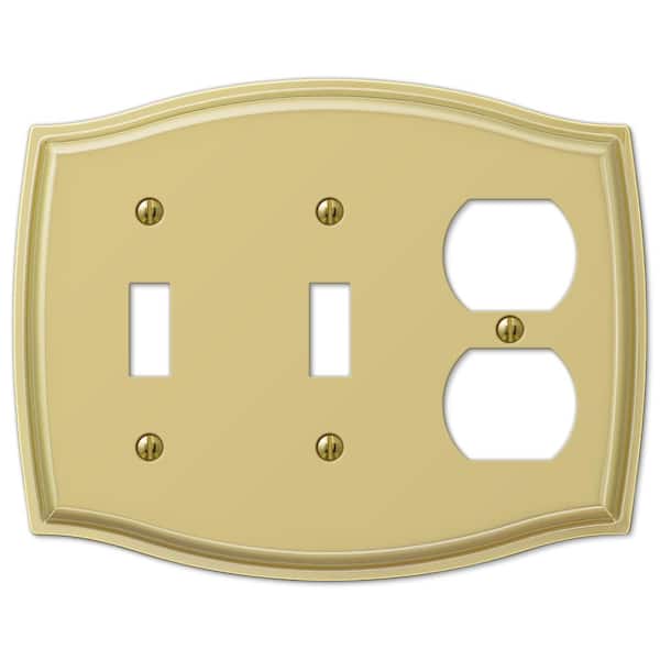 AMERELLE Vineyard 3 Gang 2-Toggle and 1-Duplex Steel Wall Plate - Polished Brass
