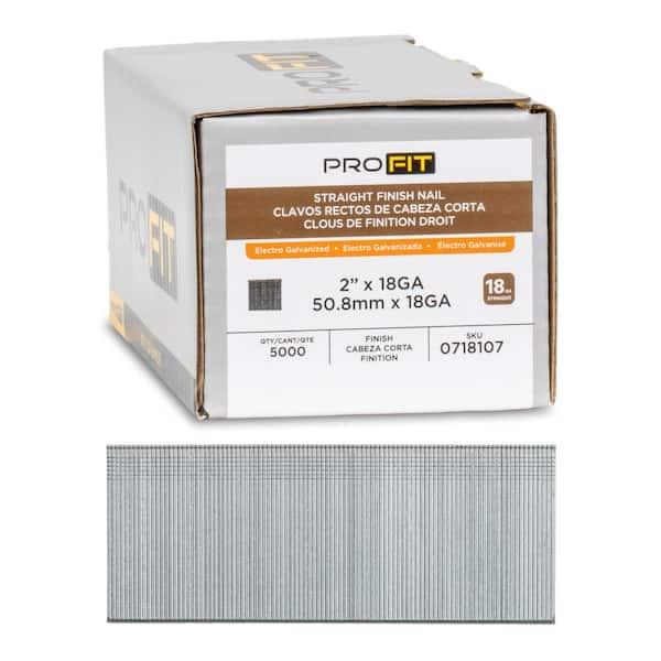 2 in. x 18GA Straight Electrogalvanized Collated Brad Nails (5000-Per Box)