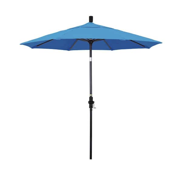 7.5 ft. Black Aluminum Market Patio Umbrella with Collar Tilt Crank Lift in Capri Pacifica