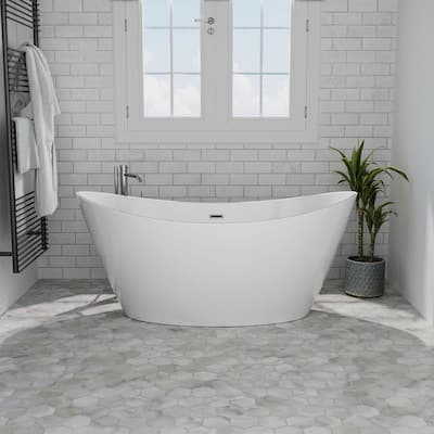 Universal Tubs Pearl 5.6 ft. Acrylic Center Drain Flatbottom Whirlpool and Air Bath Tub in White HD3467RD