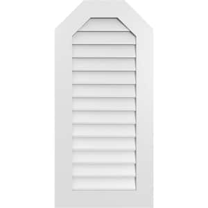 20 in. x 42 in. Octagonal Top Surface Mount PVC Gable Vent: Decorative with Standard Frame