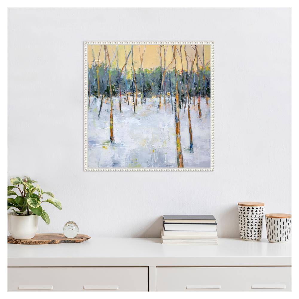 Winter Forest Impressionist Canvas Print with Beaded Frame