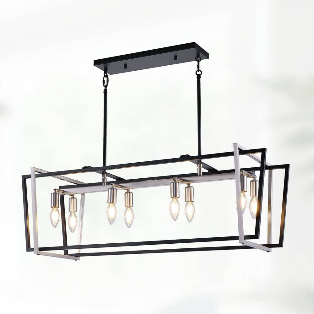 Industrial 8-Light Vintage Black and Nickel Modern Industrial Cage Chandelier Light Fixture for Dining Room or Kitchen price history on PriceWatchPro
