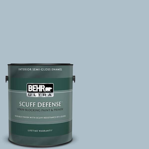 BEHR ULTRA 1 gal. #570E-3 Liberty Gray Extra Durable Semi-Gloss Enamel Interior Paint & Primer