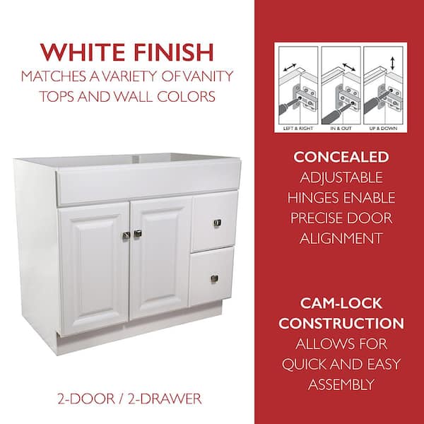 Wyndham 36 in. W x 21 in. D Unassembled Bath Vanity Cabinet Only in White Semi-Gloss