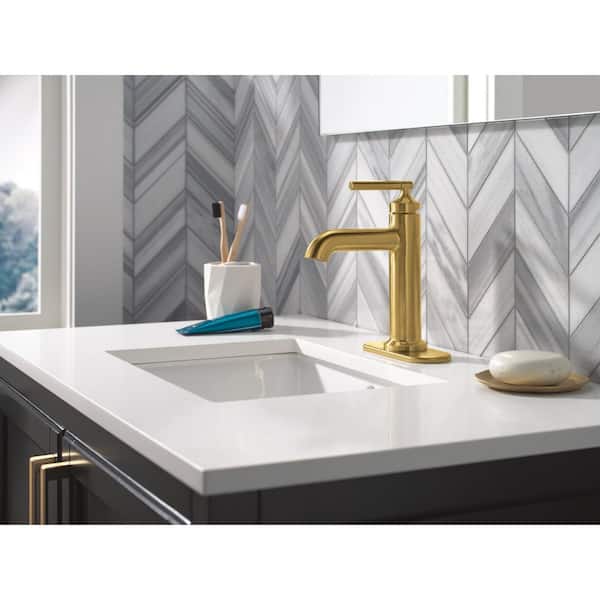Foundations Design Series Modern Single Handle Single Hole Bathroom Sink Faucet in Brushed Gold