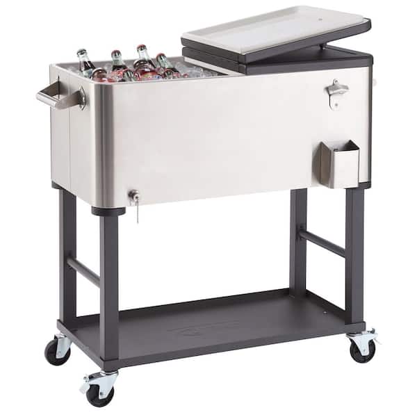 TRINITY 80 Qt./20 Gal. Stainless Steel Wheeled Cooler with Detachable Tub