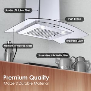 30 in. 450 CFM Ducted Wall Mount with LED Light Range Hood in Stainless Steel with Push Button Control
