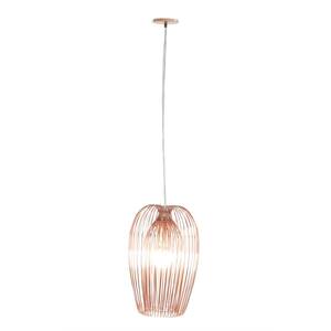 1-Light Modern Bronze Iron Wire Grid Pendant