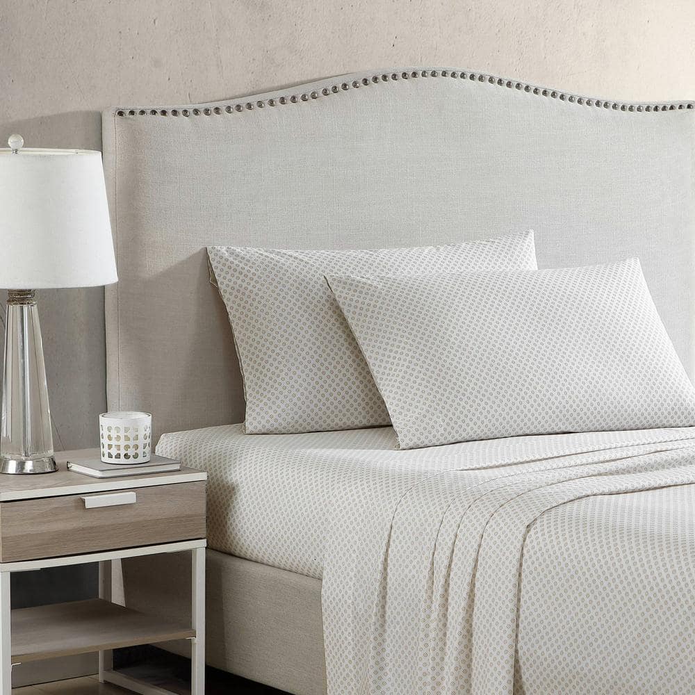 Millstone Beige Cotton Percale Full Sheet Set