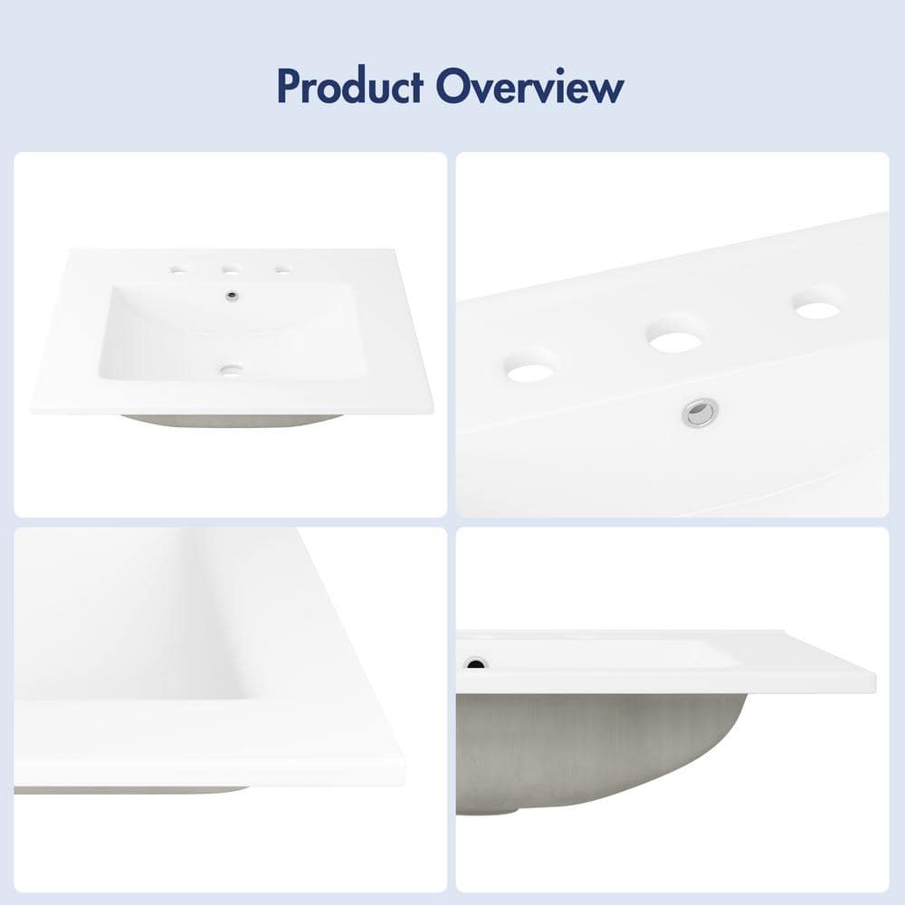 Tucson 24" White Vitreous China Vanity Top Sink