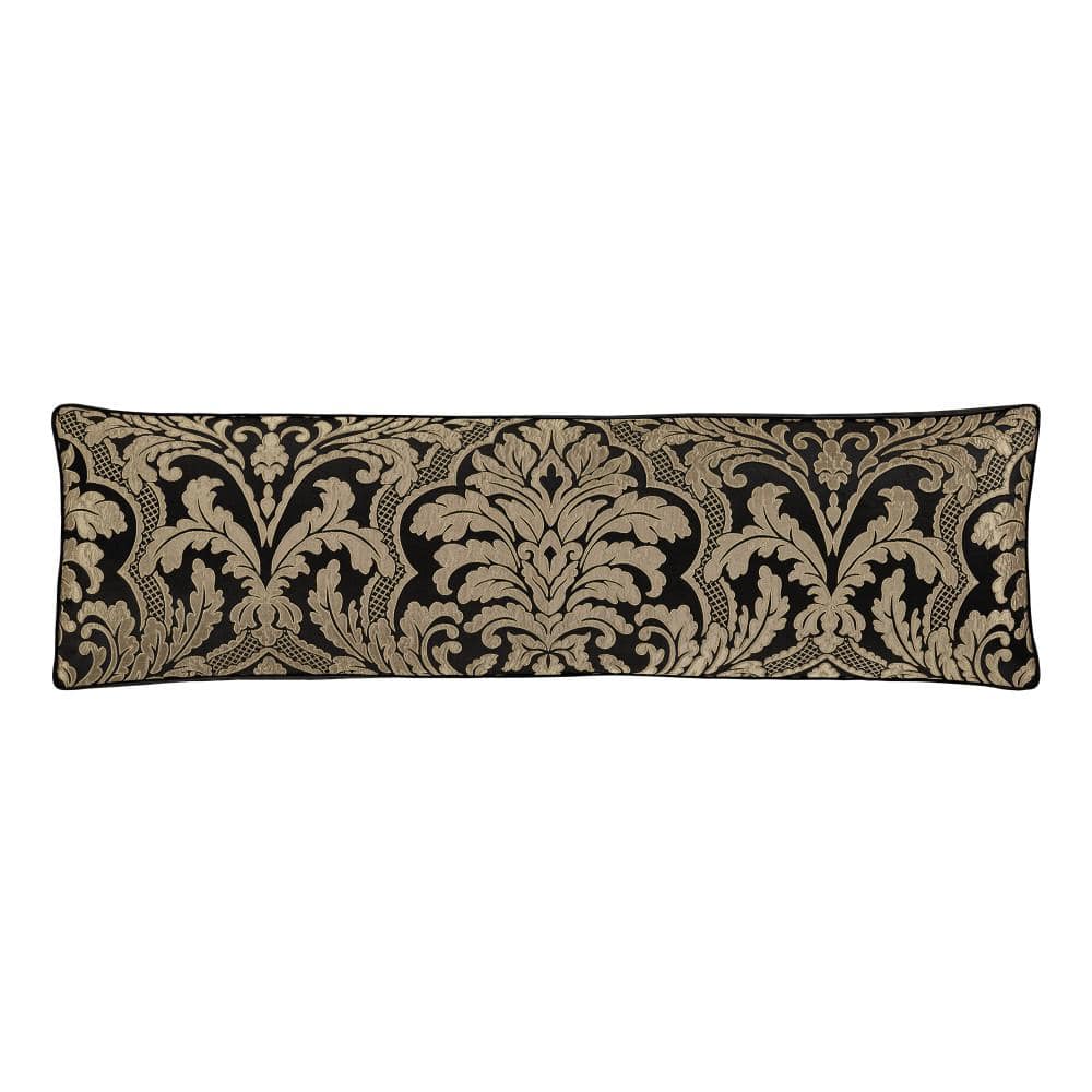 Branson Black and Gold Damask Bolster Pillow