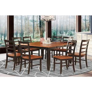 テーブル 9 East West Furniture 9-Piece Rectangle Black Finish Solid Wood Top