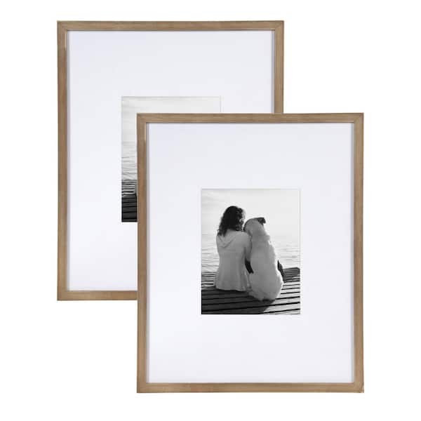 DesignOvation Gallery 16x20 matted to 8x10 Rustic Brown Picture Frame Set of 2