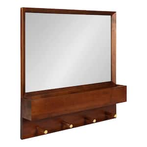 Hinter 24 in. x 24 in. Classic Square Framed Walnut Brown Wall Mirror