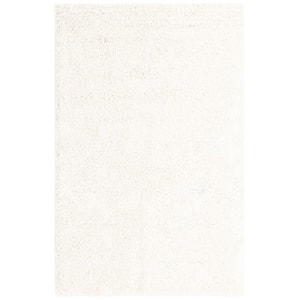Solid Shag Snow White 5 ft. x 8 ft. Area Rug