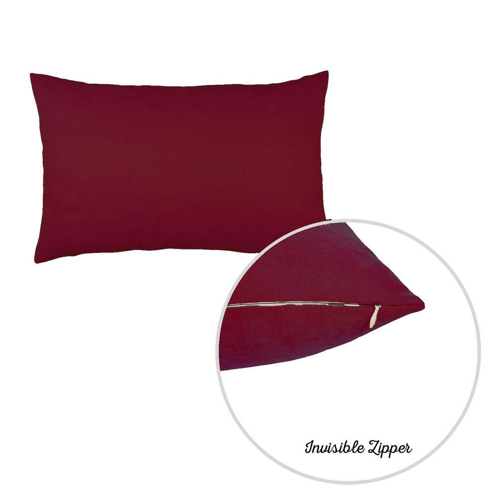 Claret Red Polyester Lumbar Pillow Covers Set of 2