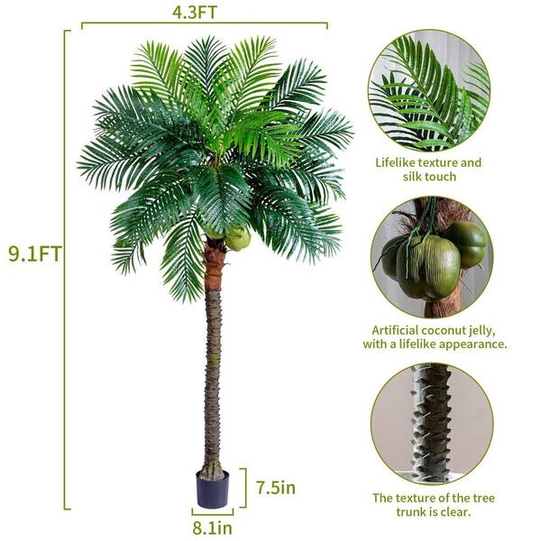 Afoxsos 7 in. Artificial Green Indoor/Outdoor Phoenix Palm Tree