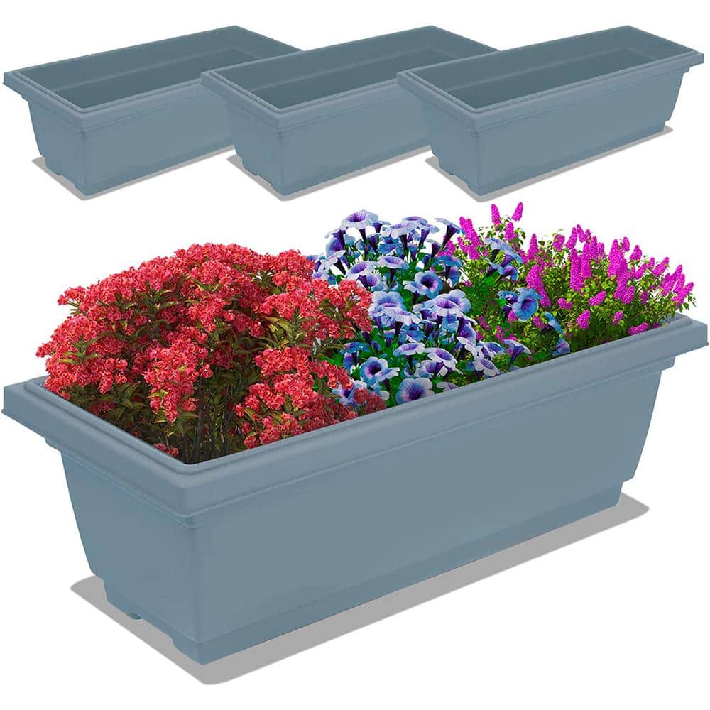 Cubilan Rectangular Plastic Planters 21.75 in. 4Pack Window Planter