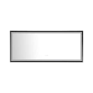 88 in. W x 38 in. Metal Framed LED Single Bathroom Vanity Mirror in Black