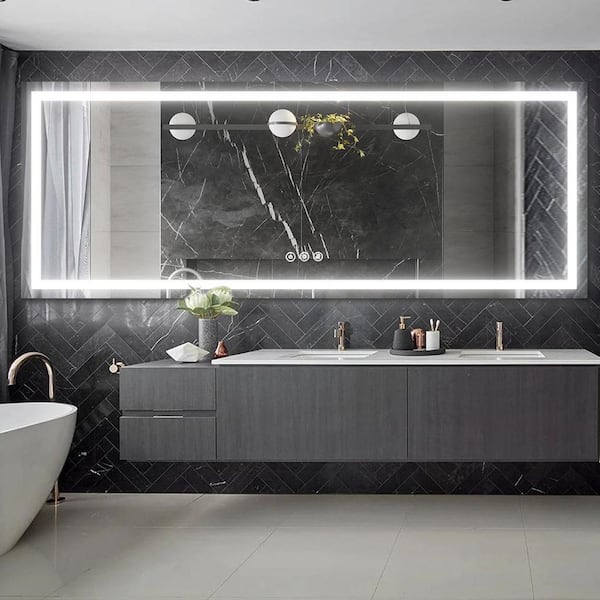 Andrea 72 in. W x 32 in. H Large Rectangular Frameless High Lumen LED Anti-Fog Dimmable Wall Mounted Bathroom Vanity Mirror