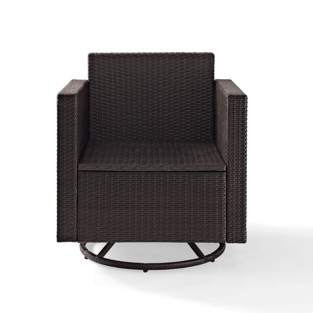 Palm Harbor Brown Wicker Swivel Rocker Chair with Sand Cushions
