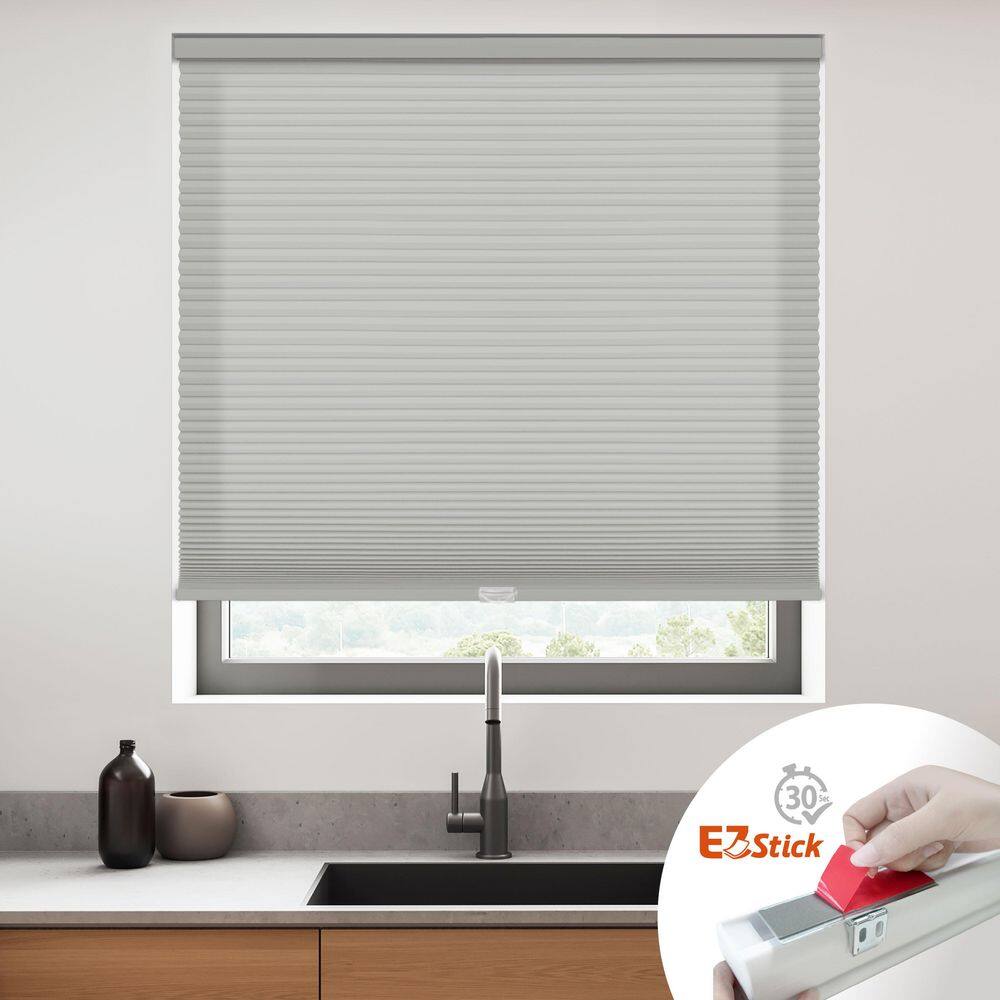 Gray Cloud Cordless Light Filtering EZ Stick No Tools No Drill Polyester Cellular Shades 40.5 in. W x 60 in. L price history on PriceWatchPro