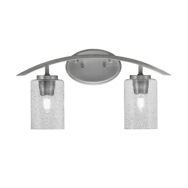 Unbranded Siena 18.25 in. 2-Light Vanity Light Graphite with Smoke Bubble Glass Shades