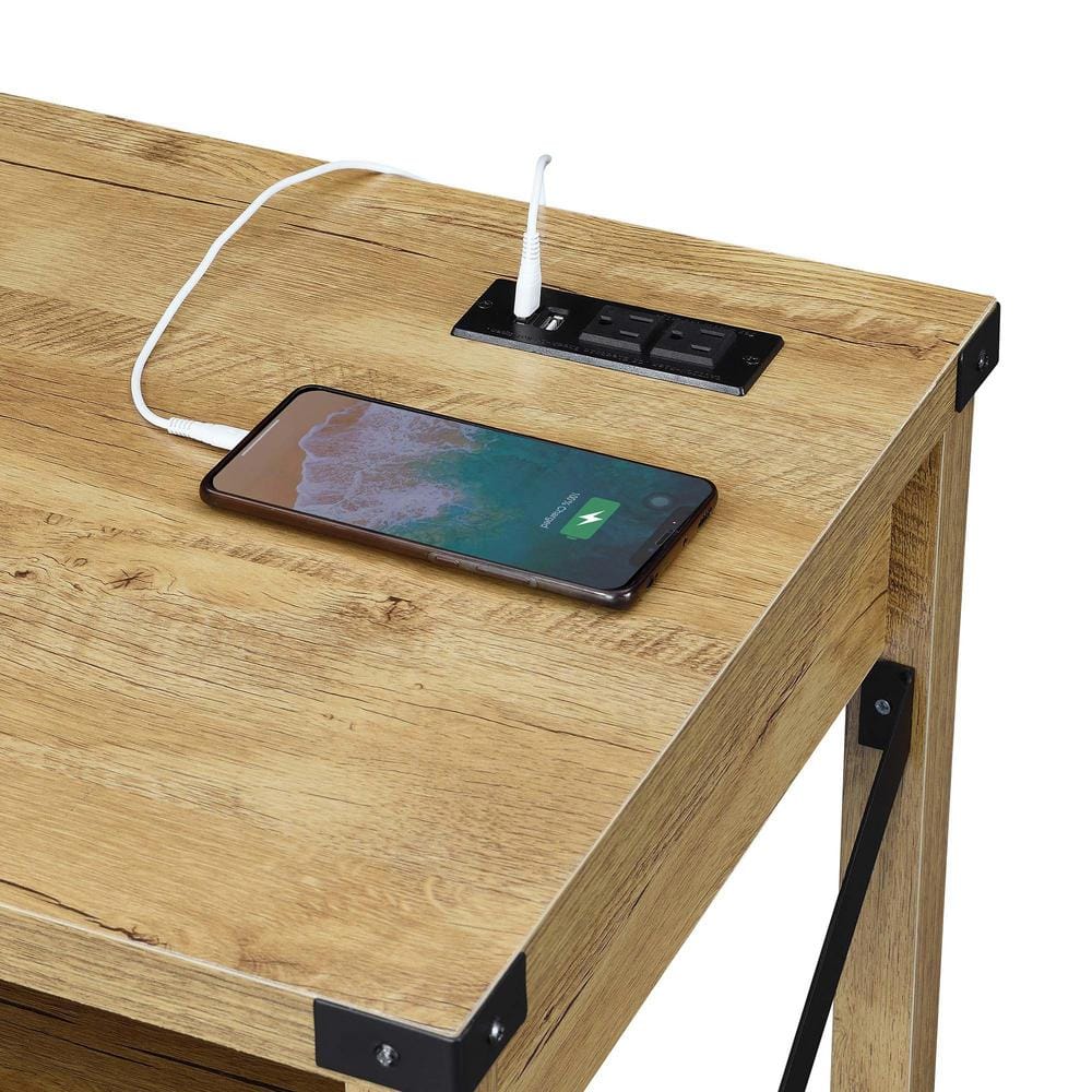 Durango English Oak 42" Desk with Built-In USB Charging Station