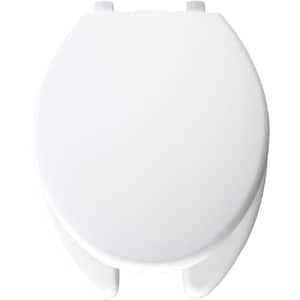Hospitality Elongtated Commercial Plastic Open Front Toilet Seat in White Never Loosens and DuraGuard